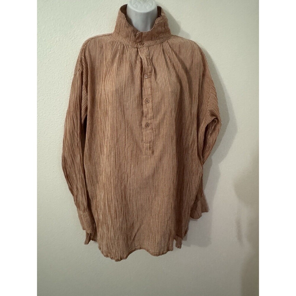 Fate boutique blouse Tunic Pumpkin Spice Orange Striped Fall Cotton Oversized S